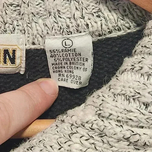 VTG Pullover Sweater Men's LG 1/4 Button-Up Collar Long Sleeve Striped Hong Kong - Picture 5 of 8